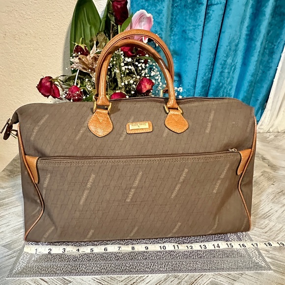 Valentino Garavani Taupe Duffel Bag with Camel Accents - Picture 2 of 15